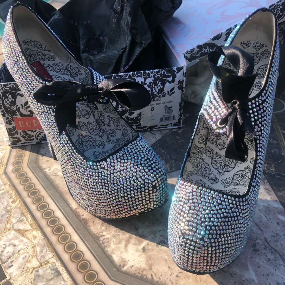 Rhinestone platform heels